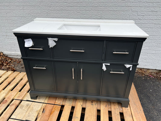 Tio Bathroom Vanity Cabinet with Sink and Quartz Top in Gray