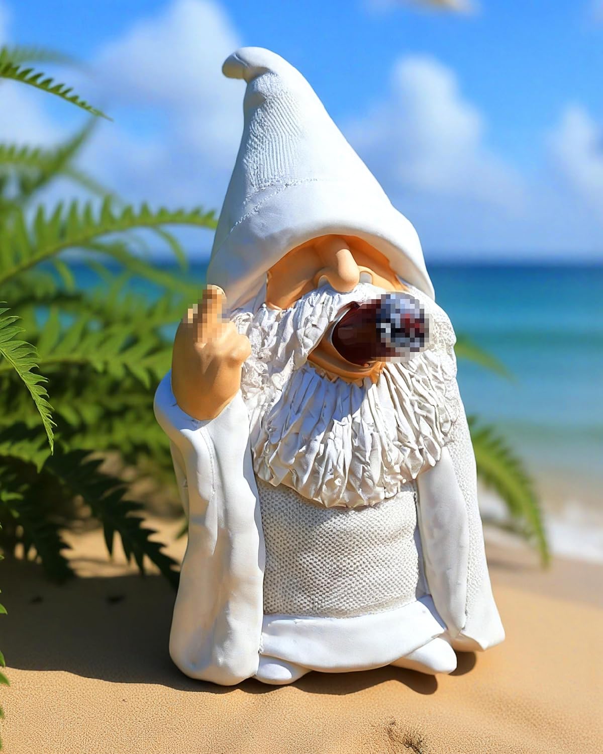 Middle Finger Figurine Decorations for Lawn Yard Balcony Porch Patio Home Ornaments Outdoor,Garden Statue Outdoor, Smoking Wizard Gnome, 5.9 Inch (Statue A)