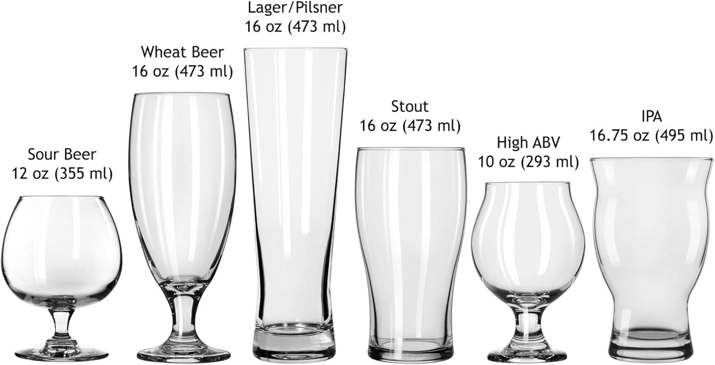 Libbey Bar Essentials Tumbler Glasses Set of 6, Modern Style 16 Oz Glass Set, Dishwasher Safe Tall Drinking Glasses Set for Wine, Beer, and Cocktail