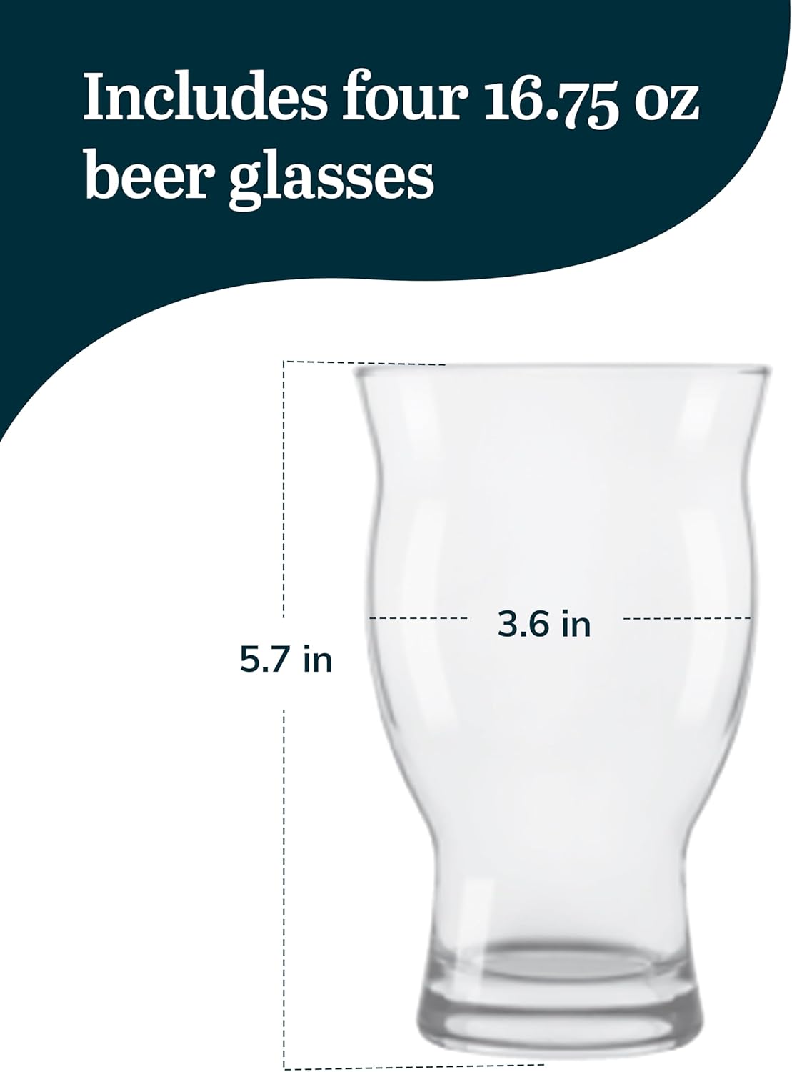 Libbey Bar Essentials Tumbler Glasses Set of 6, Modern Style 16 Oz Glass Set, Dishwasher Safe Tall Drinking Glasses Set for Wine, Beer, and Cocktail