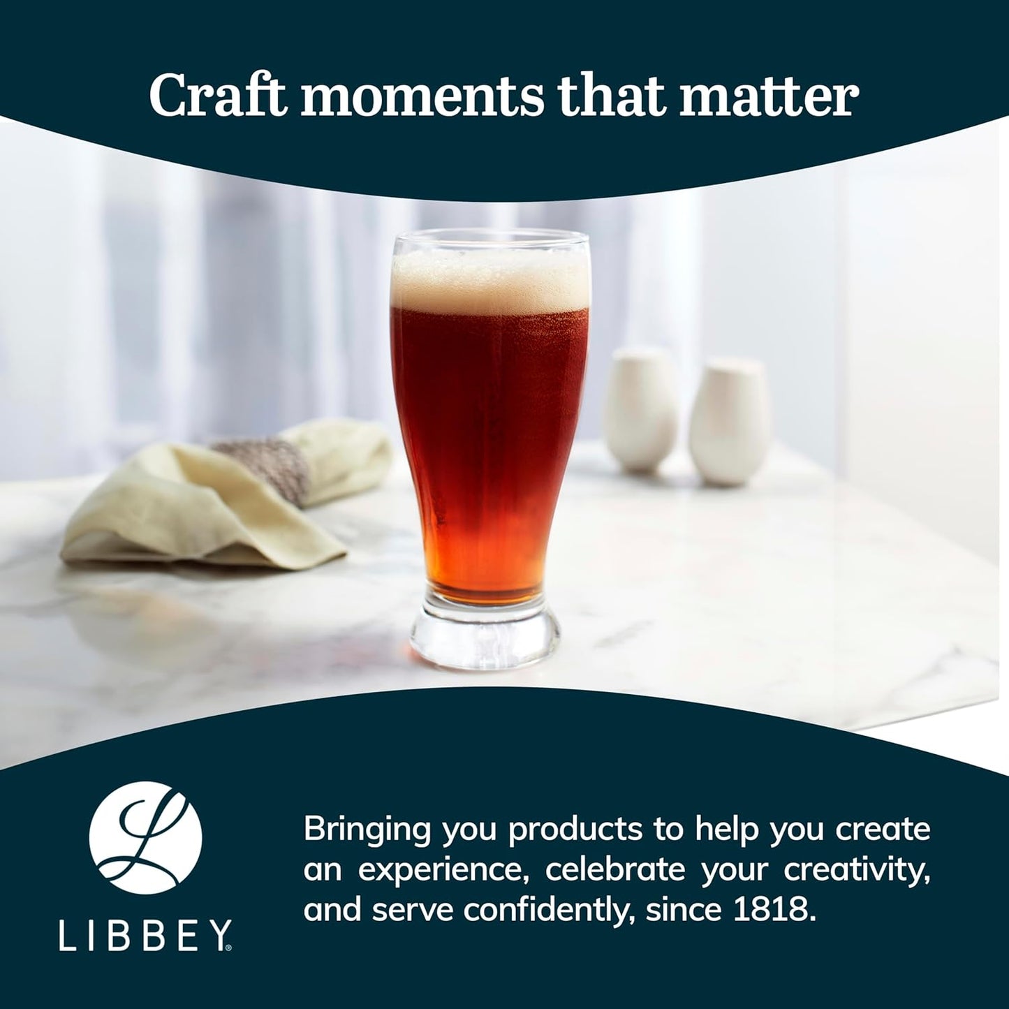 Libbey Bar Essentials Tumbler Glasses Set of 6, Modern Style 16 Oz Glass Set, Dishwasher Safe Tall Drinking Glasses Set for Wine, Beer, and Cocktail