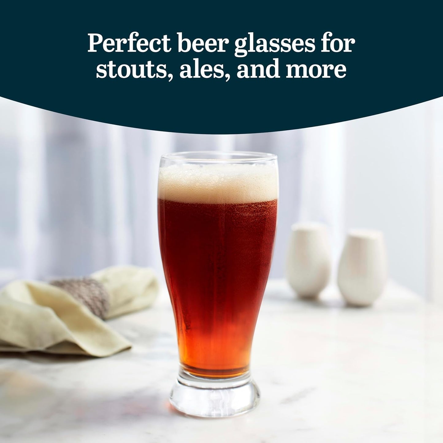 Libbey Bar Essentials Tumbler Glasses Set of 6, Modern Style 16 Oz Glass Set, Dishwasher Safe Tall Drinking Glasses Set for Wine, Beer, and Cocktail