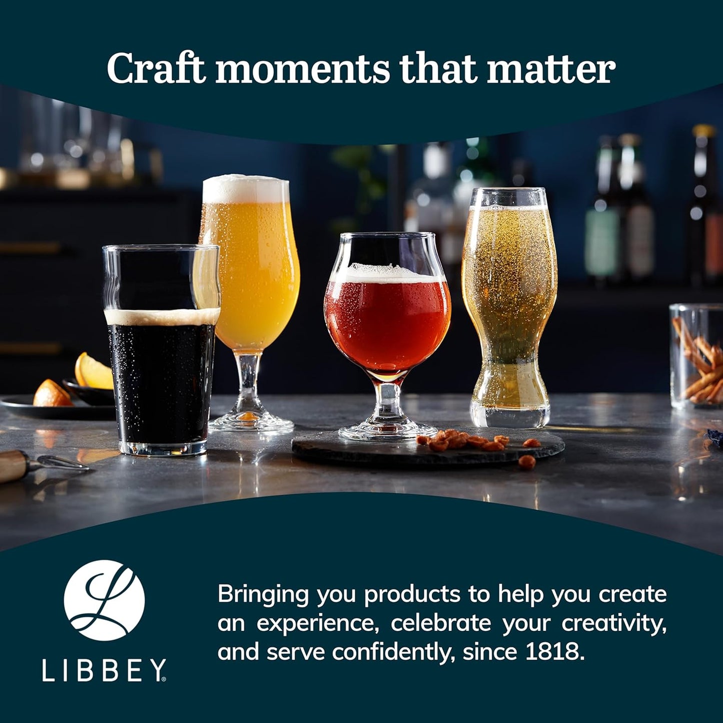 Libbey Bar Essentials Tumbler Glasses Set of 6, Modern Style 16 Oz Glass Set, Dishwasher Safe Tall Drinking Glasses Set for Wine, Beer, and Cocktail