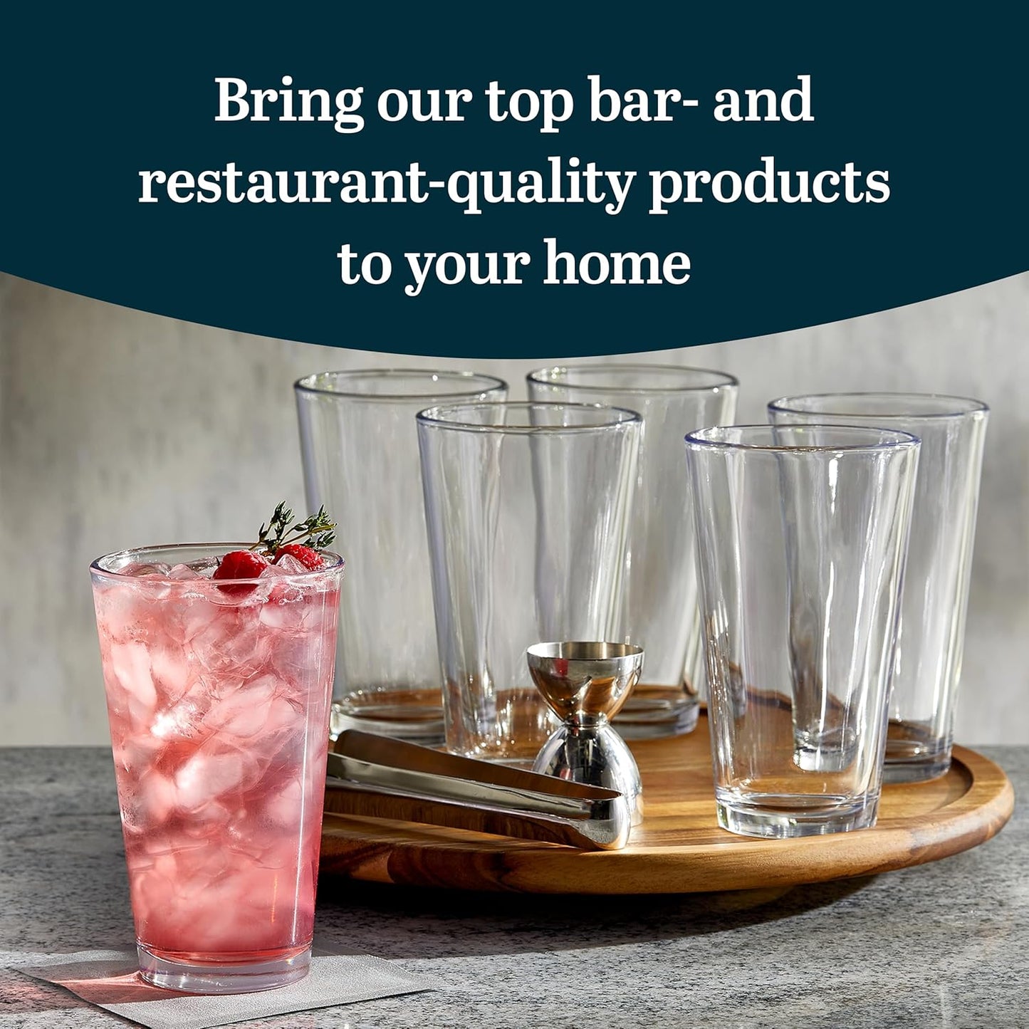 Libbey Bar Essentials Tumbler Glasses Set of 6, Modern Style 16 Oz Glass Set, Dishwasher Safe Tall Drinking Glasses Set for Wine, Beer, and Cocktail