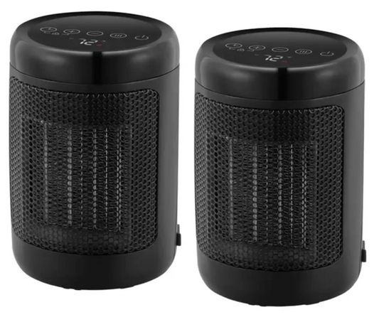 OmniHeat Digital Ceramic Space Heater — Open Box, New | 2-Pack, 4 Heat Settings, 12-Hr Timer