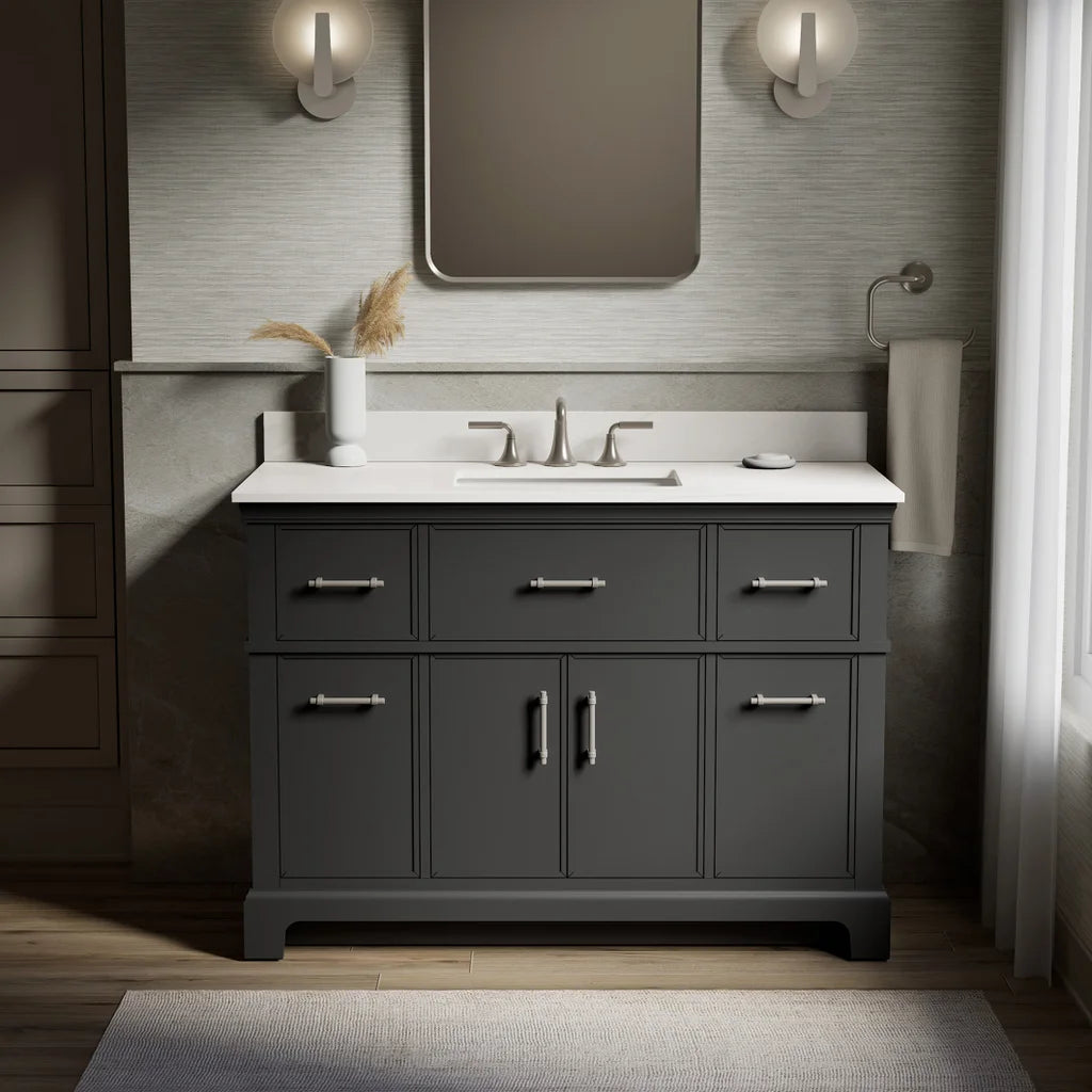 Tio Bathroom Vanity Cabinet with Sink and Quartz Top in Gray